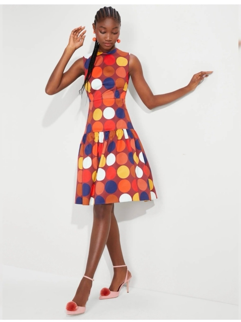 Kate Spade Dot Party Julia Faille Dress Colorful Polka Dot Fit & Flare Size 14